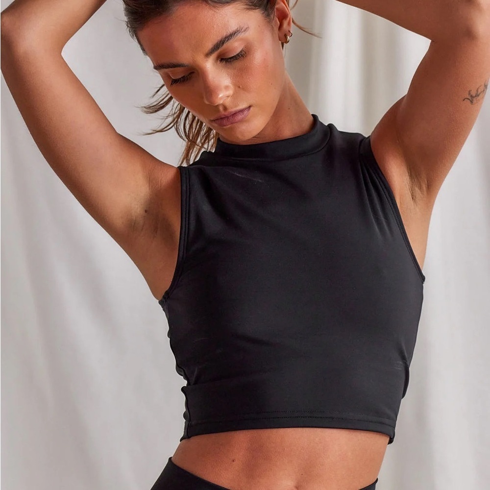 NWT Strut This workout crop mock neck tank - olive - size small - Picture 2 of 6
